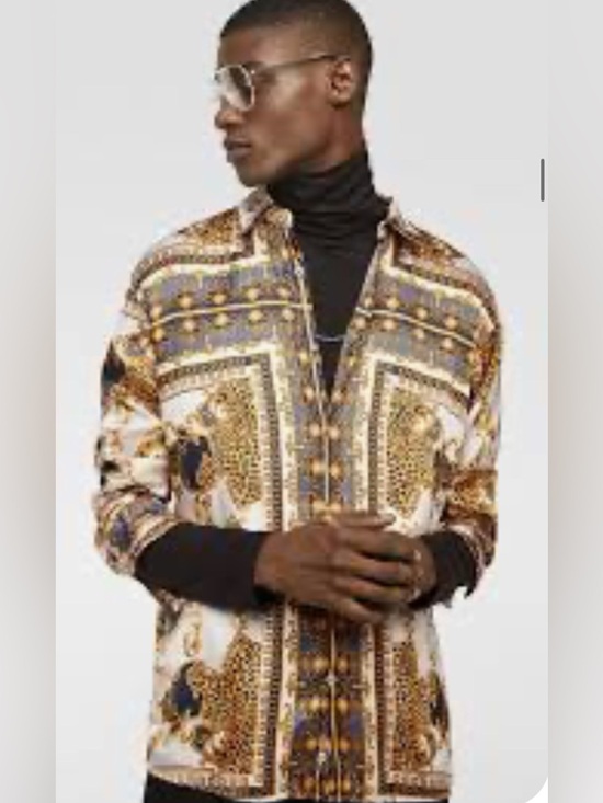 Zara Other - Zara Satin Print Button-Up Shirt – Baroque Pattern Long Sleeve